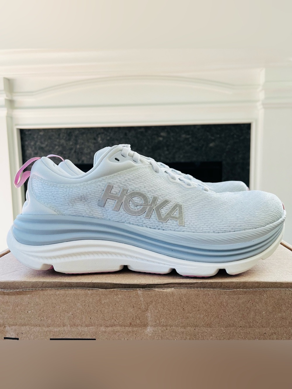 Sz 8 Hoka Gaviota 5 Women's Running Shoes Sea Ice/Pink Twilight 1134235/SCP